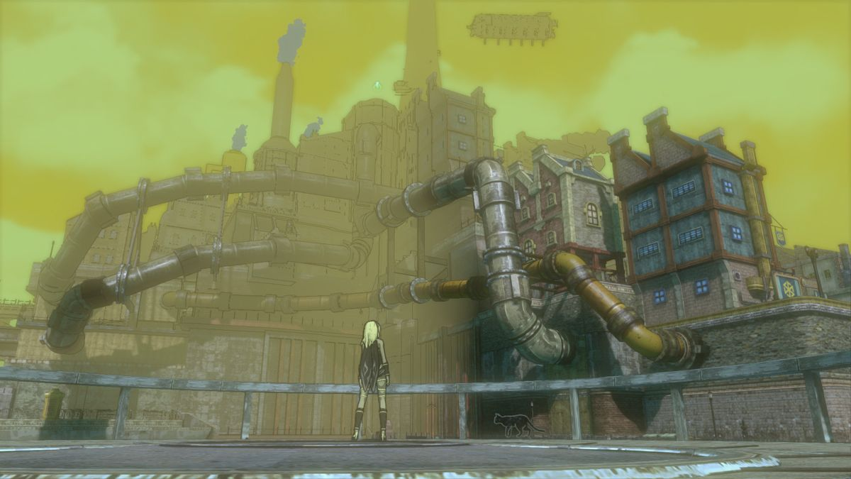 Industrial cityscape and floating towers of Hekseville