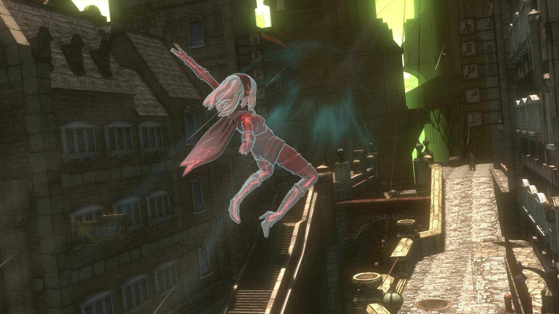 R1 pressed: Kat floating in zero gravity ready to dive