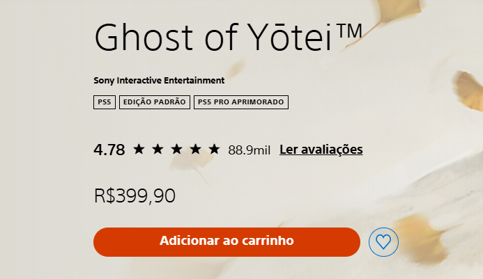 No mesmo dia do print, a mídia física do game estava custando R$213
